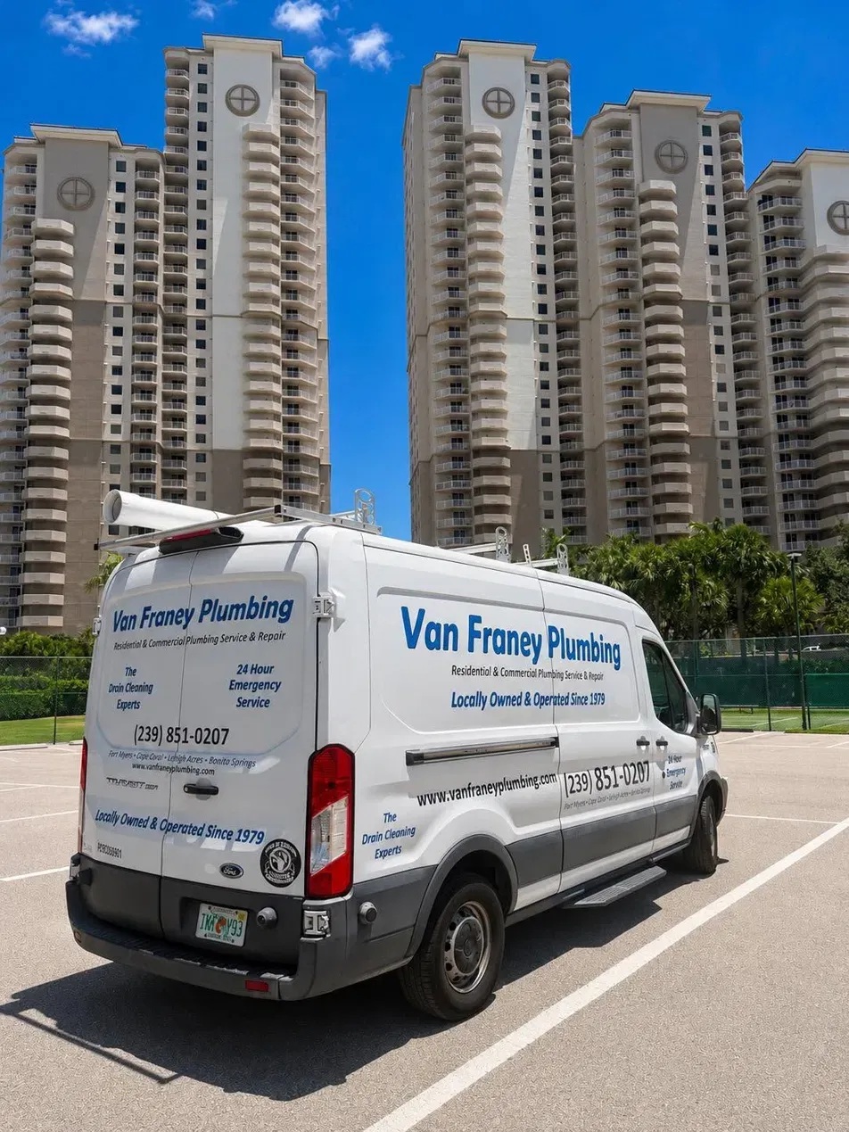 Van Franey van at a high-rise condo community